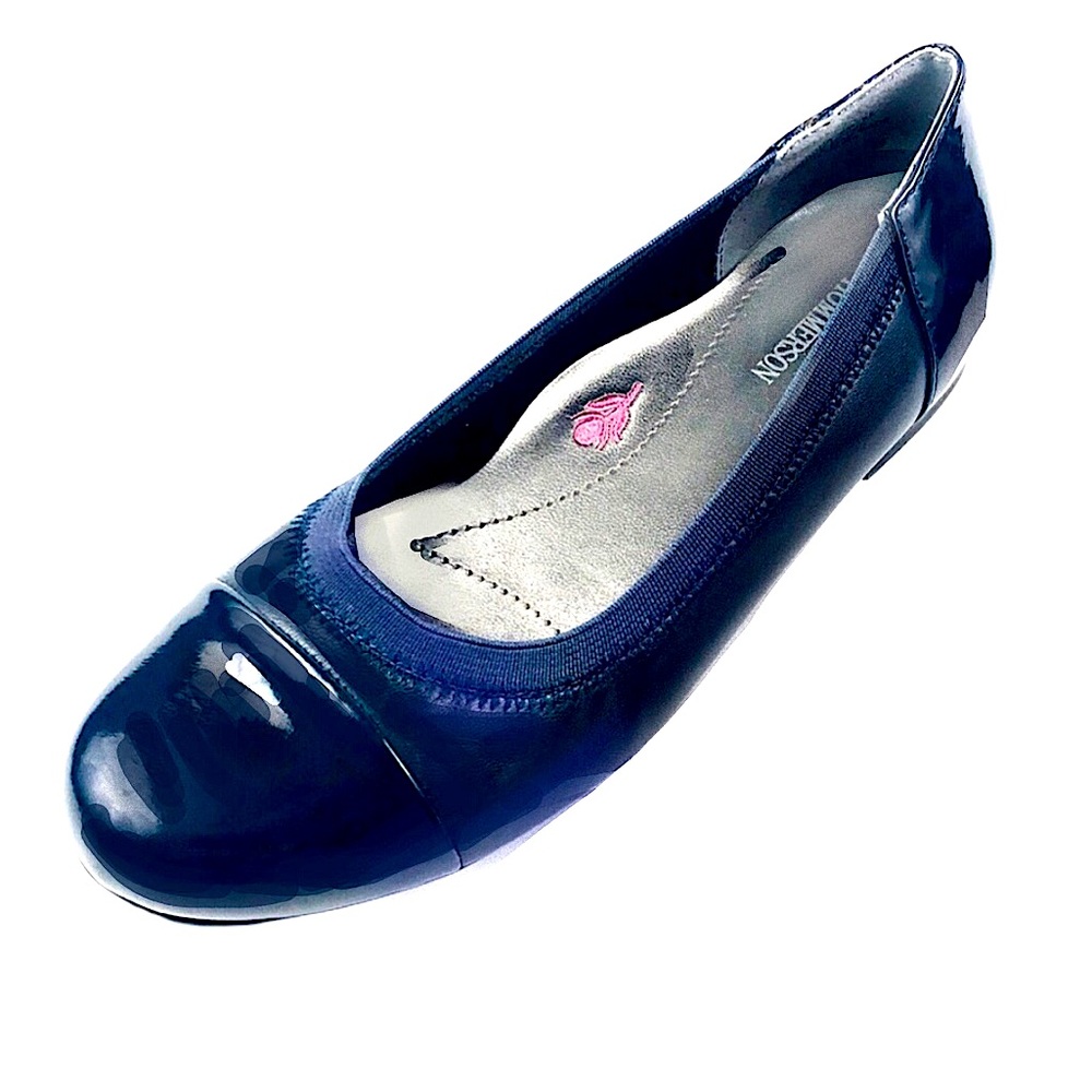 Ros Hommerson Girls Navy Leather Dress Flats Sz3.5